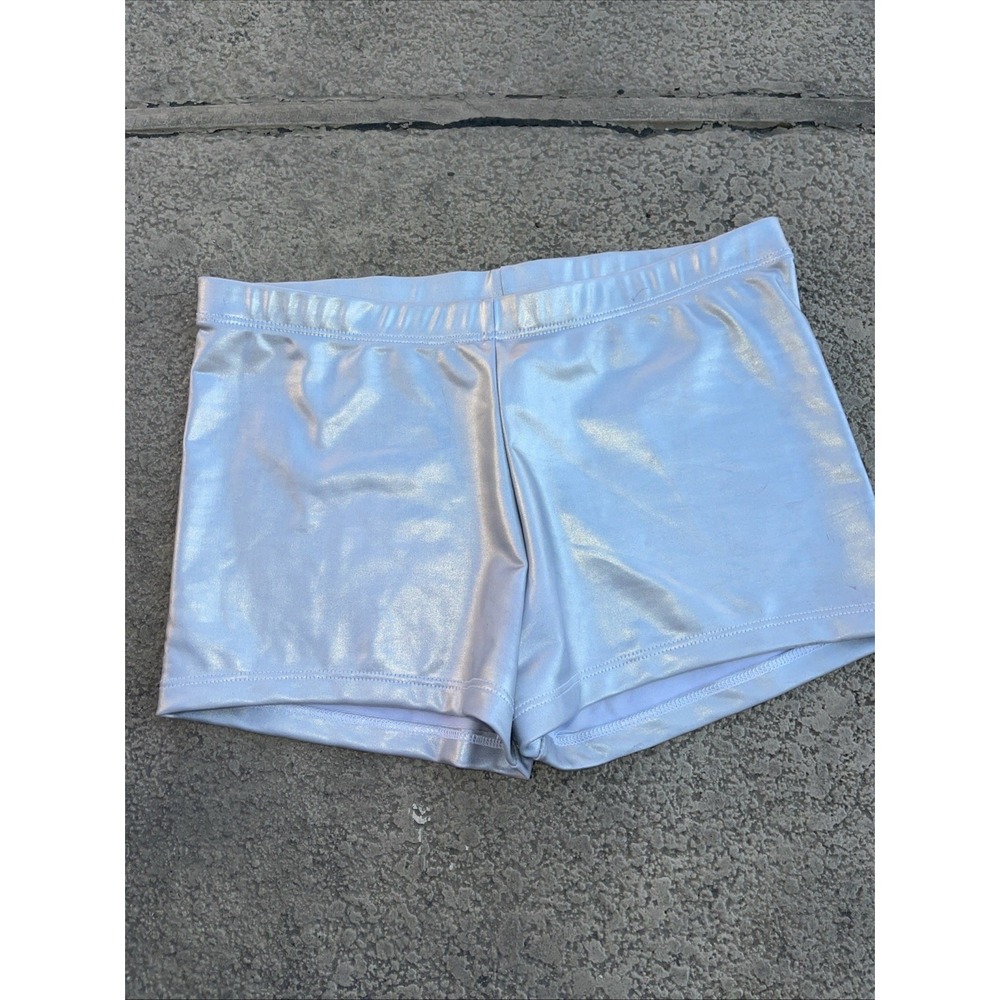 Gia-Mia Silver Metallic Booty Shorts Neo-Nostalgia Cyber Women's - Picture 4 of 7
